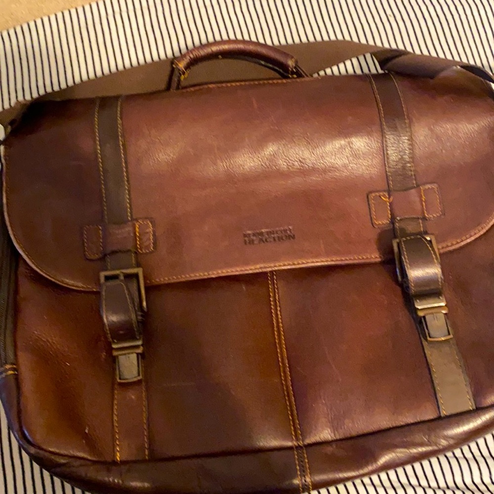 Genuine brown leather briefcase/ laptop bag.